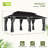 D Double Roof Hardtop Aluminum Patio Gazebo with Netting and Curtains-125469719-125469718-125469717