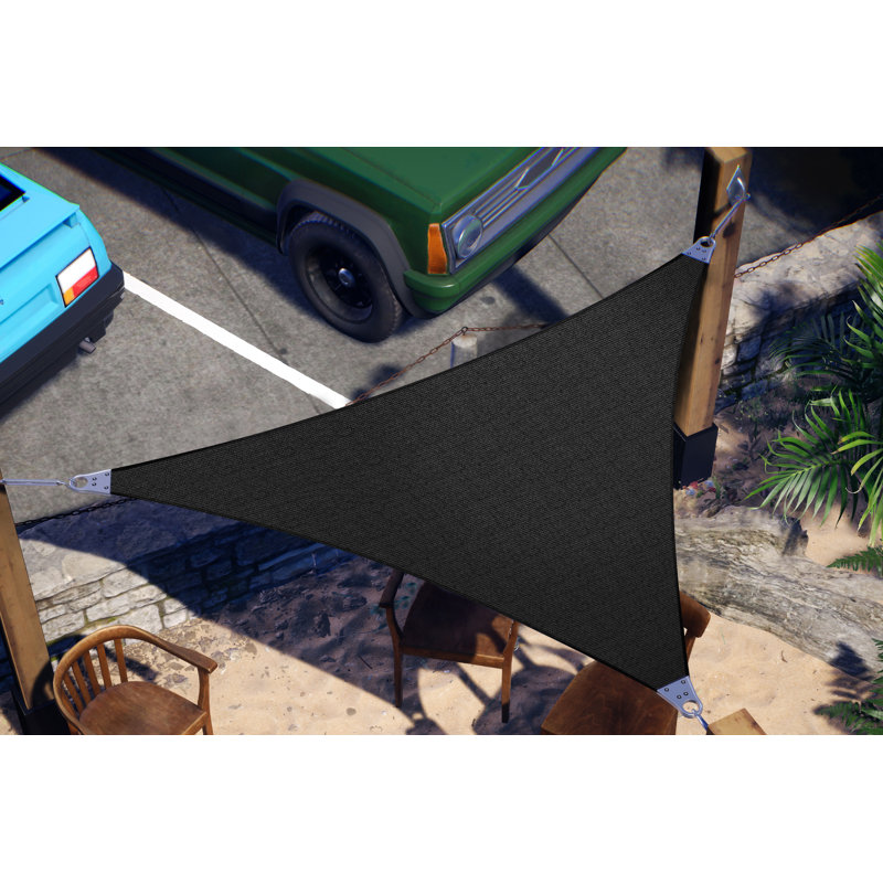 Voile d'ombrage triangulaire ColorTree avec ensemble de quincaillerie - UPF50, coins renforcés, tissu 260 g / m², Noir