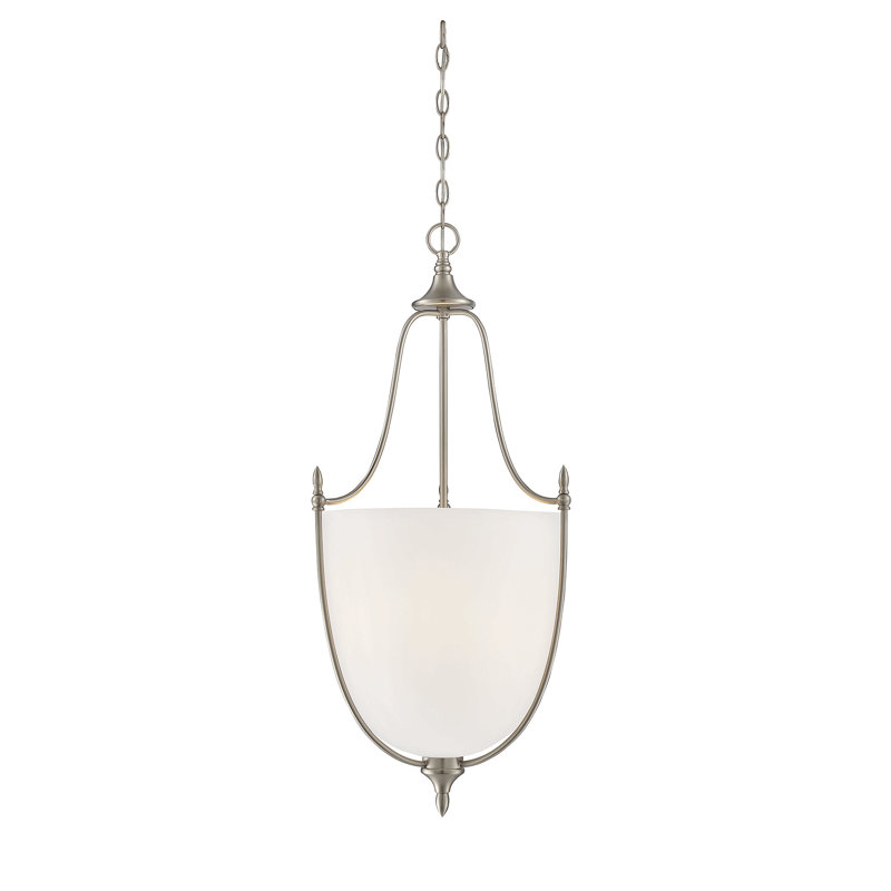Luminaire suspendu 3 lumières Savern House Herndon en nickel satiné, Nickel satiné, 34" H x 16" W x 16" D