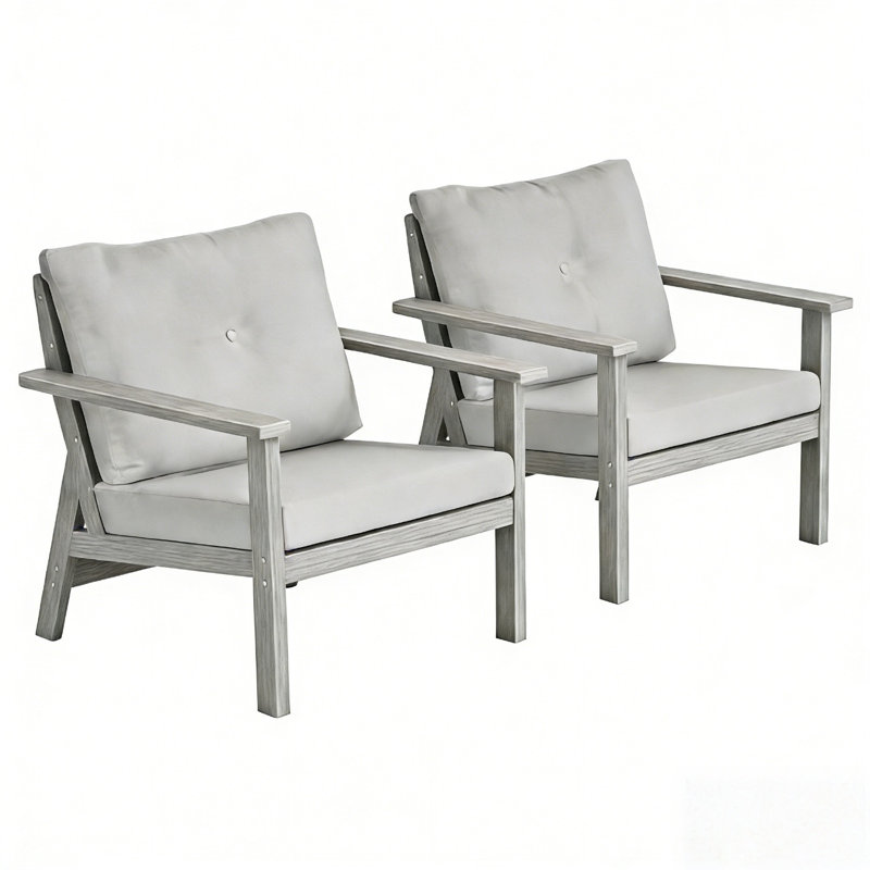 Outdoor Sofa Chair With Armrests (Set Of 2), Gray
