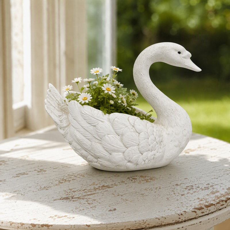 Grande statue de jardin en résine blanche, 12.6''