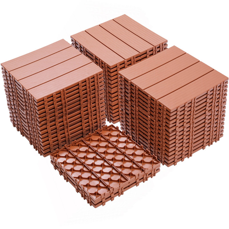 Carreaux de terrasse en plastique emboîtables, Acajou