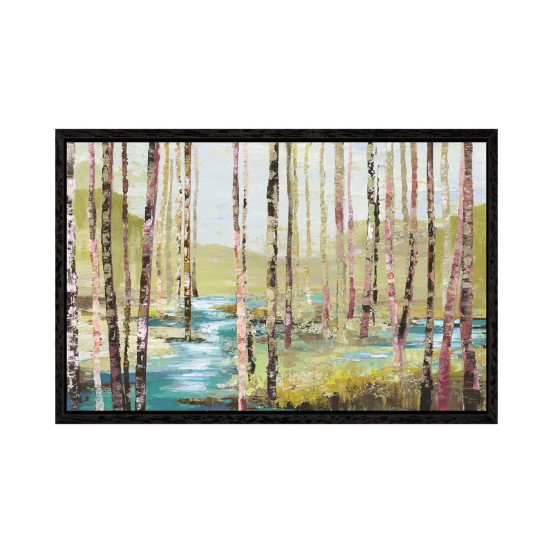 Group Of Birch by Allison Pearce - Painting on Canvas, 152.5 cm H x 101.5 cm W, Black Framed Canvas