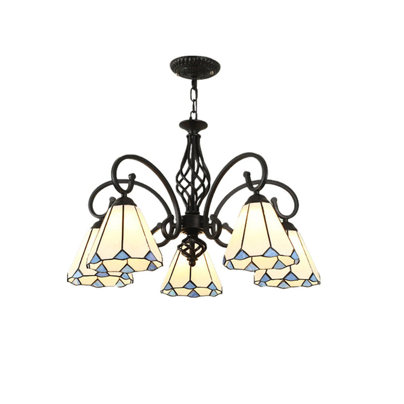 Boolia 5 - Light Glass and Iron Dimmable Chandelier