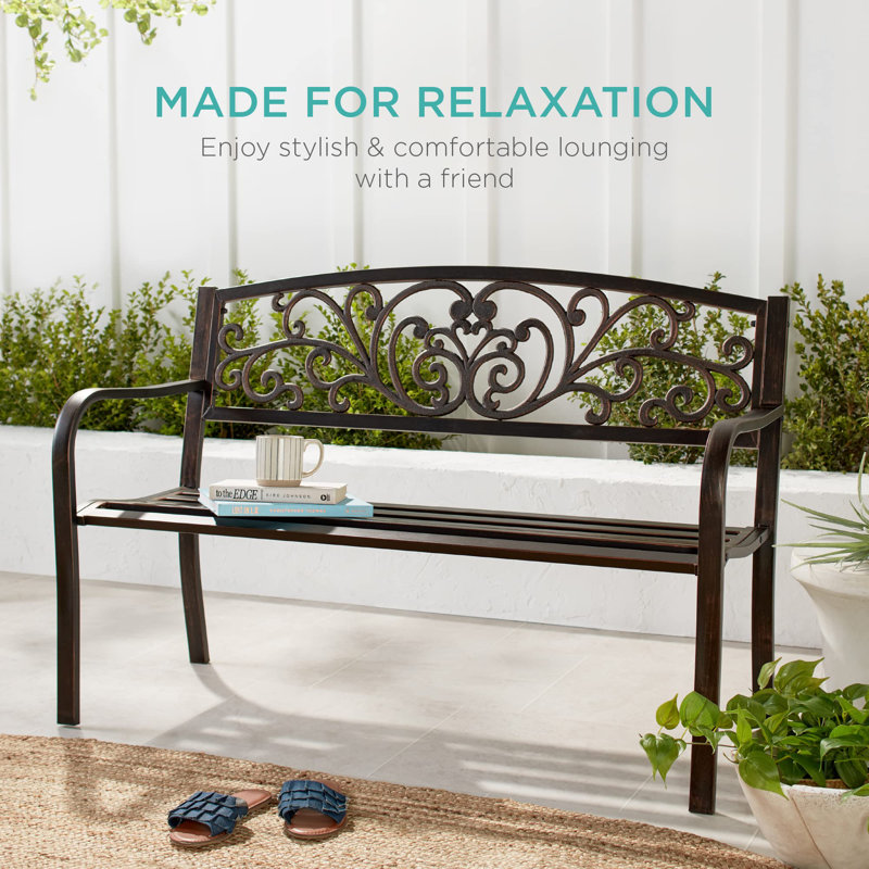 Banc de jardin en acier pour l'extérieur, Noir