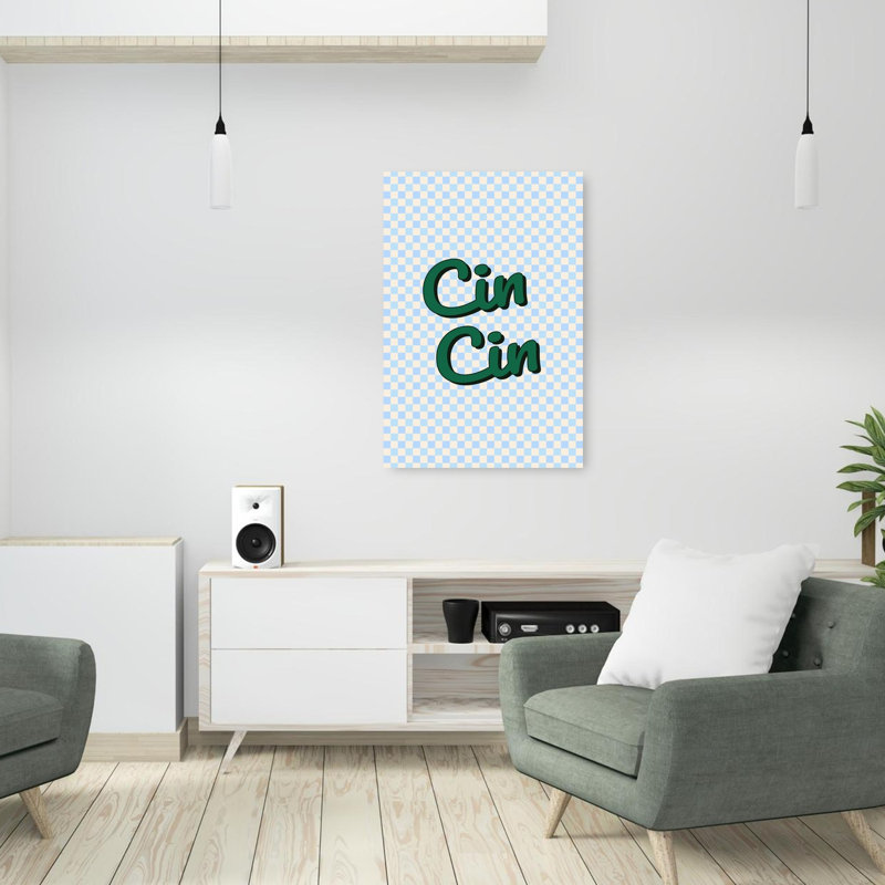 «Cin Cin Cheers Bold Playful», impression murale rétro, 36" H x 24" W
