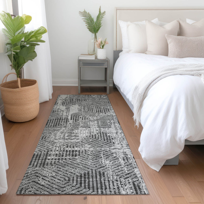 Premium Machine Washable Prisco Gray Rug, Runner 2'3" x 7'6"