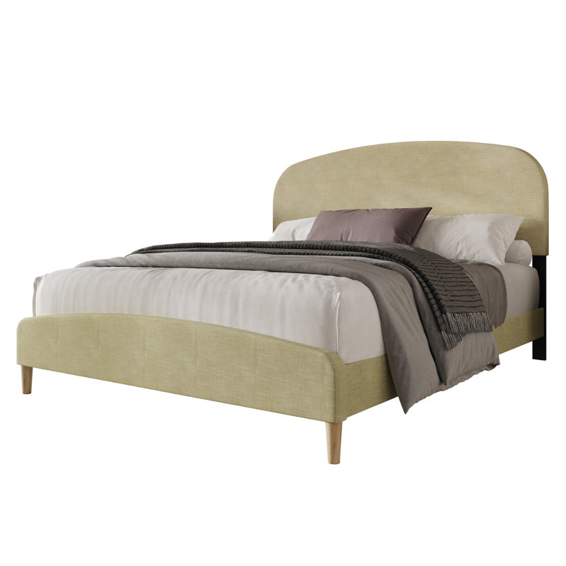 Lit standard rembourré Britnei, Crème, Grand