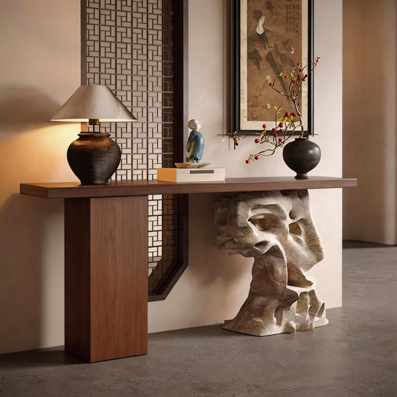Console élégante de style Wabi-sabi, H 31,5 po x l 70,9 po x P 11,8 po