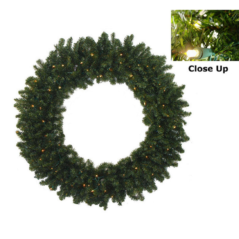 Couronne de Noël artificielle pré-éclairée pin canadien, Multi, H 2,5 po x l 36 po x P 36 po