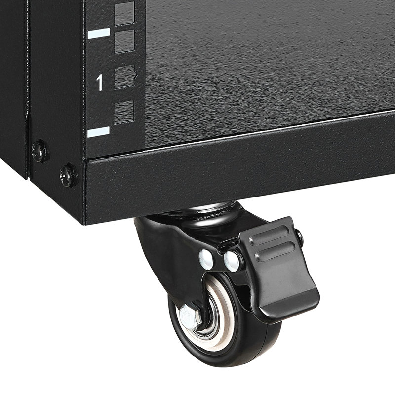 12U Recording Rack 500 Lbs Capacity, Open - Frame With Extra Storage, Made Of Q235 Carbon Steel, Lockable Caster Wheels, Good For Classrooms Network Stereo Back Design Wiring, Top Shelf, Ideal