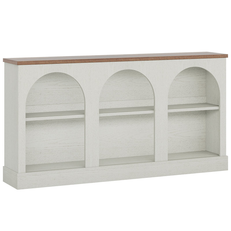 Chiswick 63" Long Wooden Farmhouse Entryway Console, White/Brown