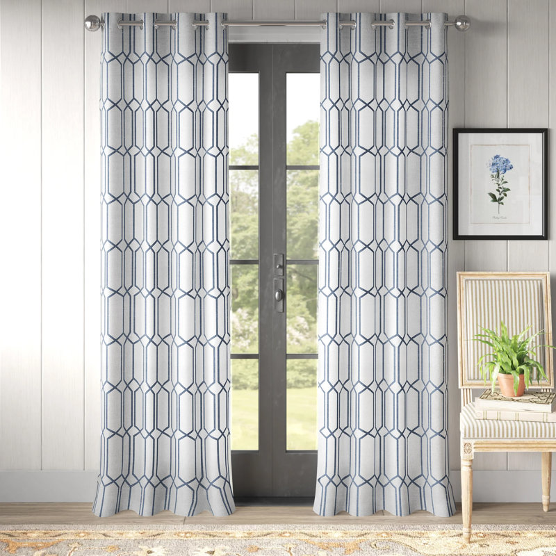 Albesa Linen Blend Room Darkening Single Curtain Panel, Slate Blue, 52" W x 95" L