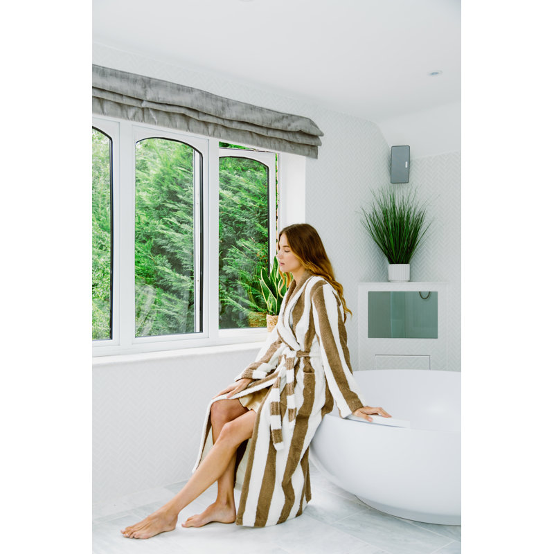 100% Cotton Velour Mid-Calf Bathrobe with Pockets, XL