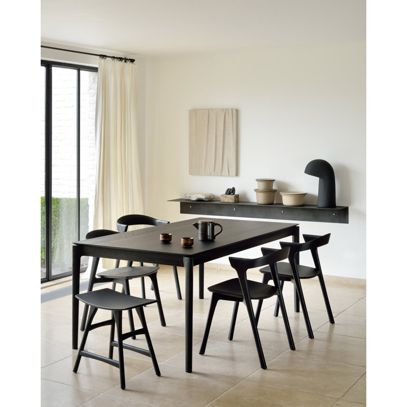 Bok Solid Wood Dining Table, 30"H x 110.2"L x 39.5"W, Black