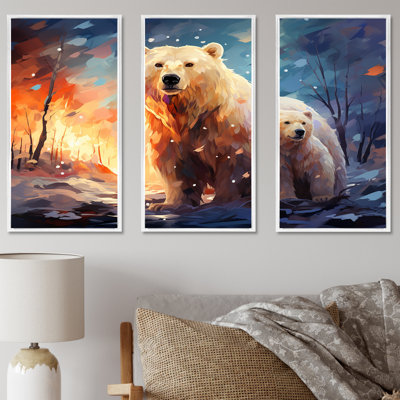Famille d'ours polaire Starlit en hiver IV - Ours 2, art mural