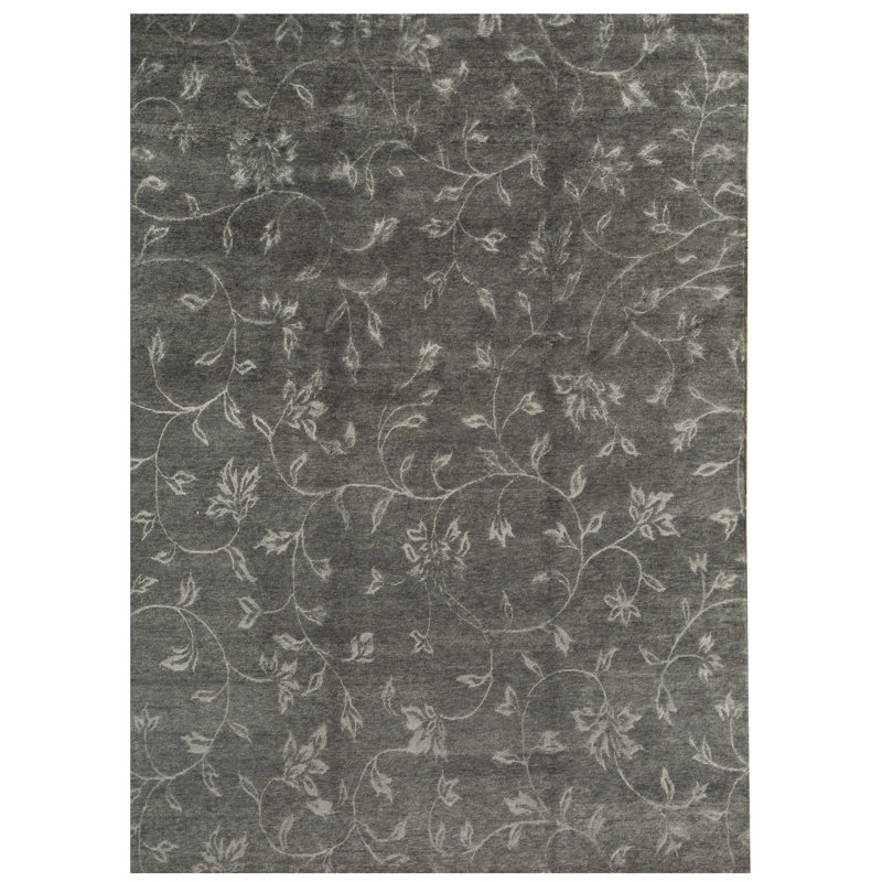 Tapis gris noué à la main de haute qualité