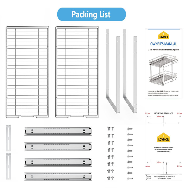 Durable 2-Tier Metal Cabinet Organizer, Powder Coated, 11"W X 18"D X 13"H - Effortless Installation & Smooth Slide