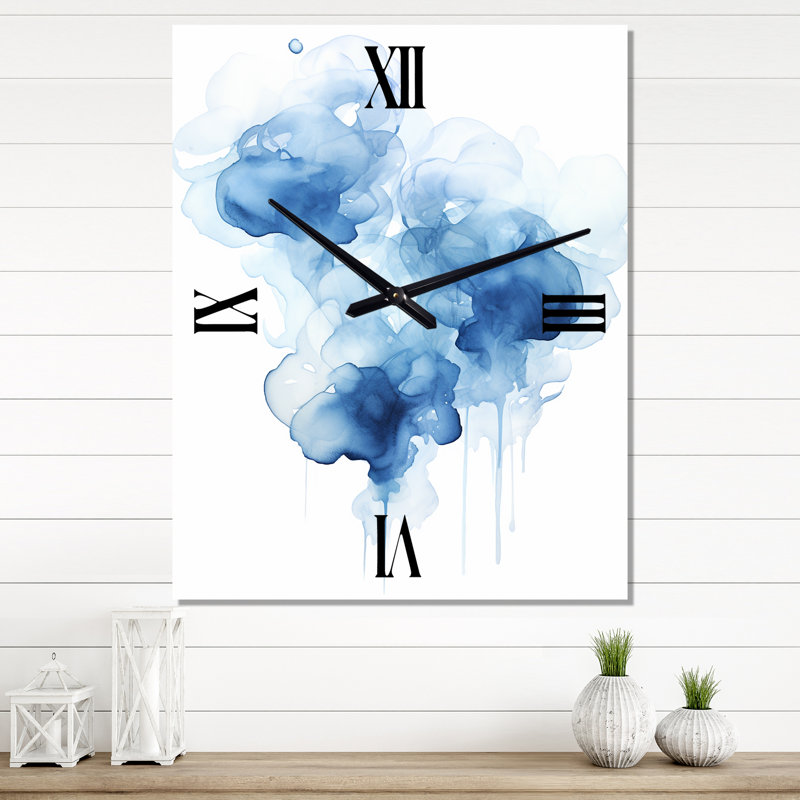 Horloge murale éthéré bleu aquarelle Bliss III, Très grand