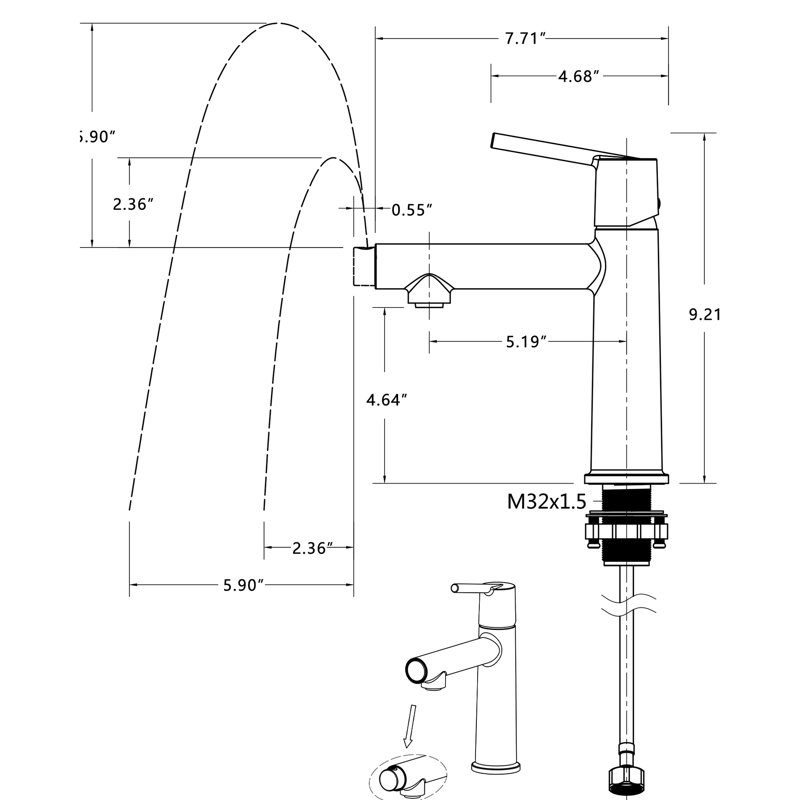 Modern Matte Black Bathroom Faucet, 1 Deck Mounting, Flow & Fountain Toggle, Scratch-, Water Saving, Easy To Install Single Handle Tap, 1 Hole Mount, Feature, Corrosion, Conservation, Diy Kit
