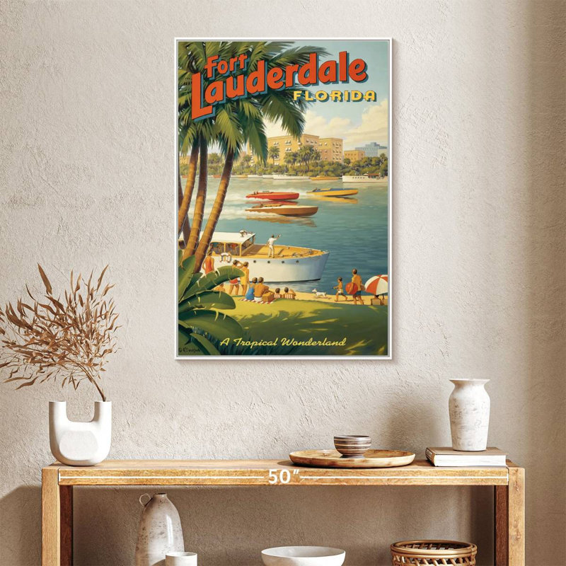 Fort Lauderdale, Floride, 25 po x 37 po, Cadre flottant blanc