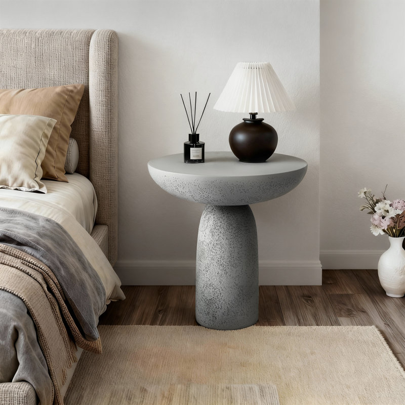 Fiberglass Mushroom-Shaped Accent Table, Gray