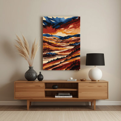 Aquarelle, paysage, 76, art mural en métal brun