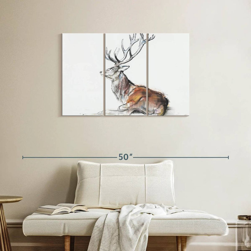 Cerf assis, H 24 po x l 38 po