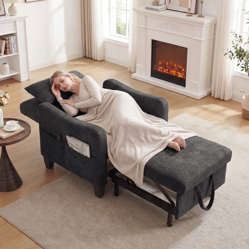 Fauteuil rembourré convertible, Noir