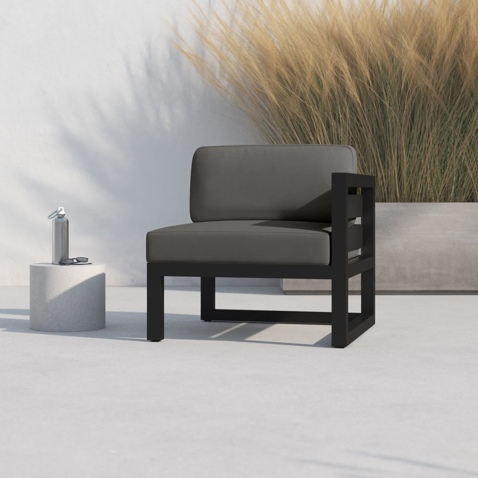 Smith Sunbrella® Patio Lounge Chair, Canvas Charcoal, Slate