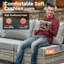 Ensemble de conversation modulaire en osier pour 6 personnes avec table basse lumineuse, ensemble de conversation moderne en rotin avec coussins Emroy-693439119