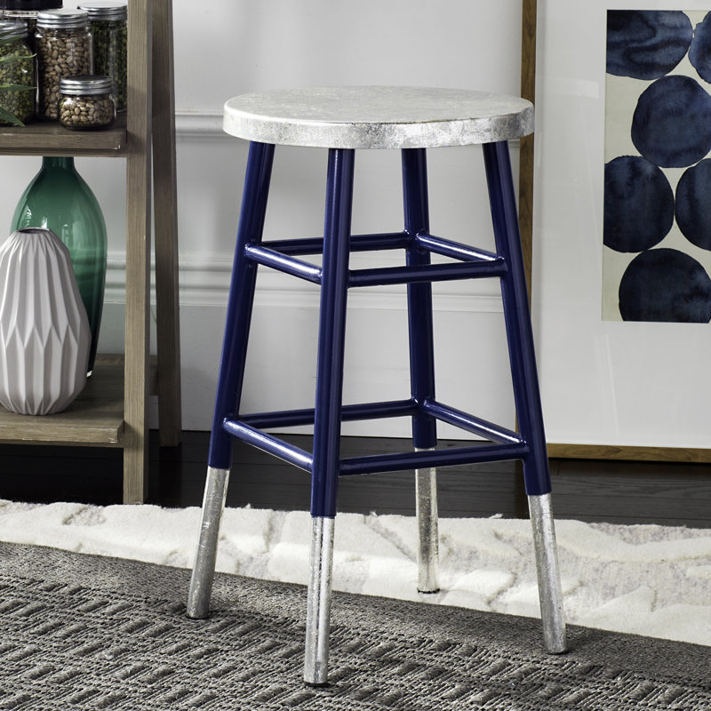 Vadnais Counter Stool with Metal Frame, Navy