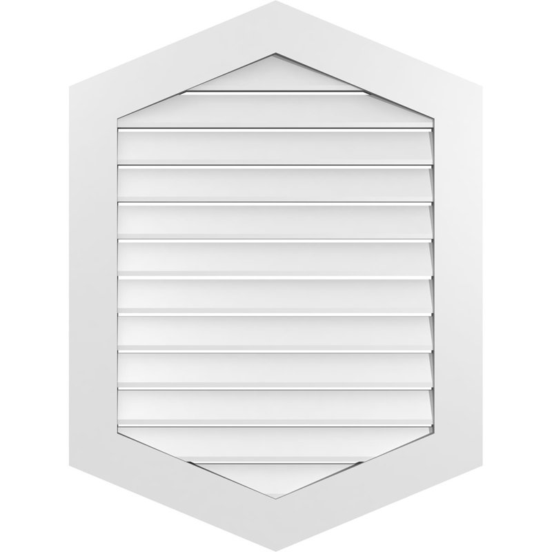 Vertical Peaked Surface Mount Signature Urethane Functional Gable Vent 5/12 Pitch, Primed Tan, 40" H x 30" W x 1" D
