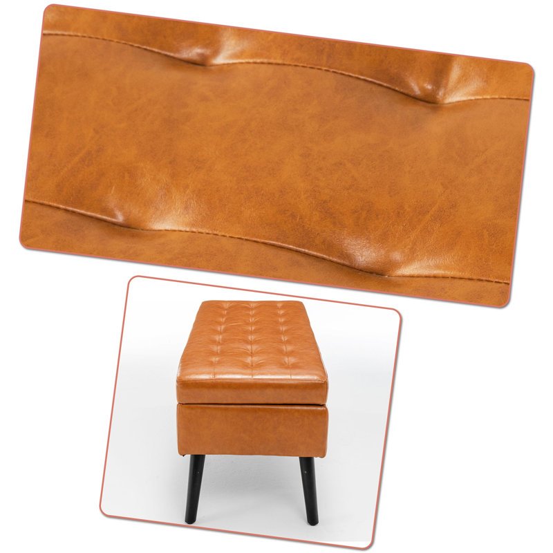 Banc de rangement en similicuir Marshae, Brun