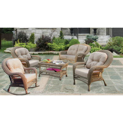 Garden Patio 4 Piece Sofa Seating Group with Cushions by August Grove