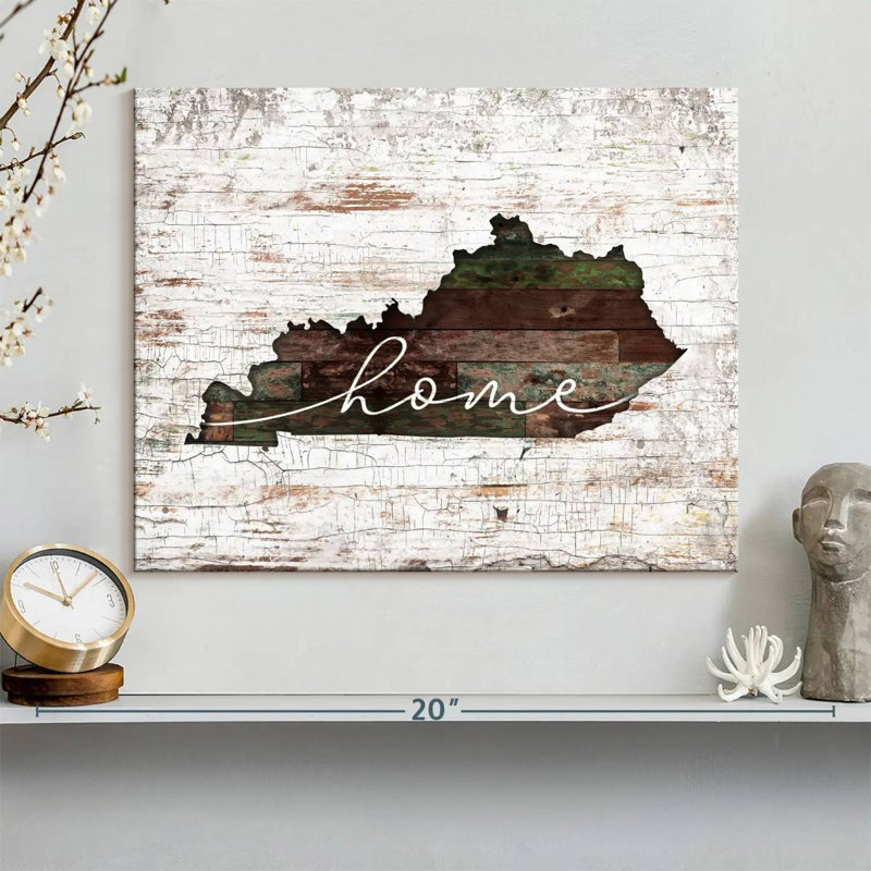 Kentucky Home Map sur impression sur toile, H 12 po x l 15 po x P 1,25 po