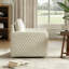 Fauteuil demi-tonneau pivotant capitonné en chenille avec rangement caché-399436742