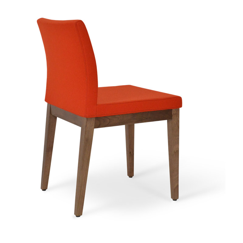 ARIA en cuir rembourré chaise, Camira Wool - Orange, Noyer américain