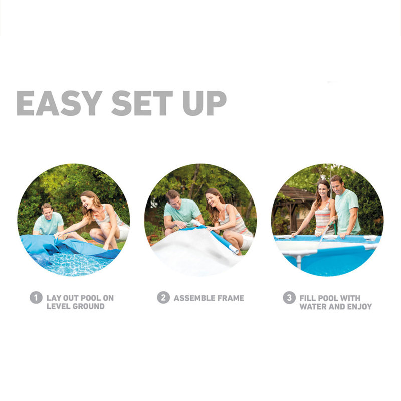 Intex 12 ft Round Blue Metal Frame Above Ground Pool