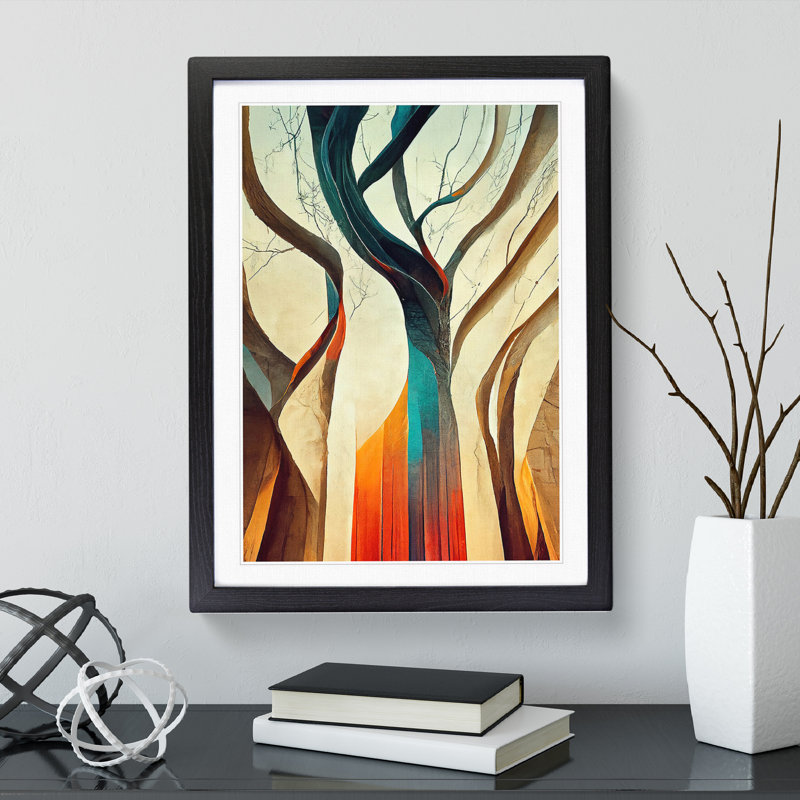 The Abstract Trees No.6 - Wall Art, Black Framed Paper, 66cm H x 48cm W, White