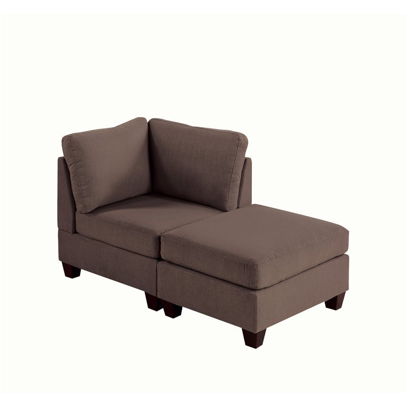 Habibe 2 - Piece Slipcovered Sectional, Coffee 100% Linen