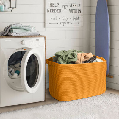 Extra Large Clothes Storage Basket, 62L Cotton Rope Laundry Basket with Handles – Foldable Storage Bin for Blankets, Pillows and Toys