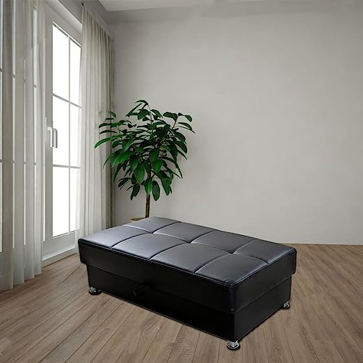 Chayla Ottoman, Black Leather