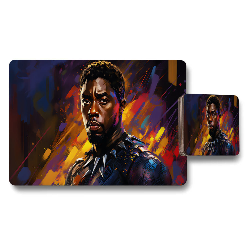 Black Panther Placemats And Coaster Set Colorful Artwork