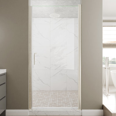 36-38 in.W x 72 in.H Pivot Frameless Glass Shower Door with SGCC Certified Glass