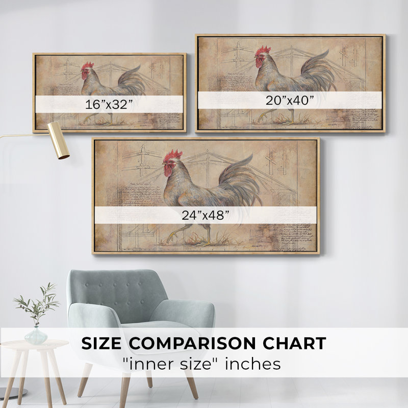 Rustic Fowl II - Toile tendue avec châssis tendue, prête à accrocher, Naturel, H 17 po x l 33 po