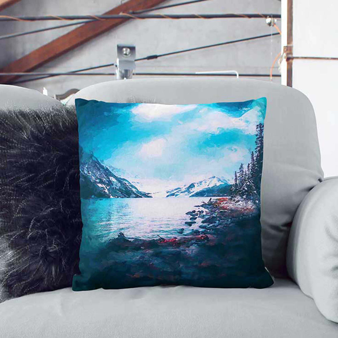 Chephren Lake in Canada Cushion with Filling