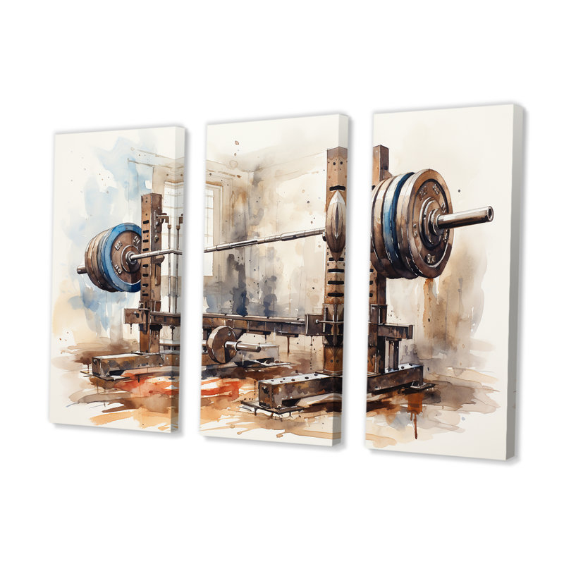 Weightlifting I - Weightlifting Canvas Art Set, 32" H x 48" W x 1" D