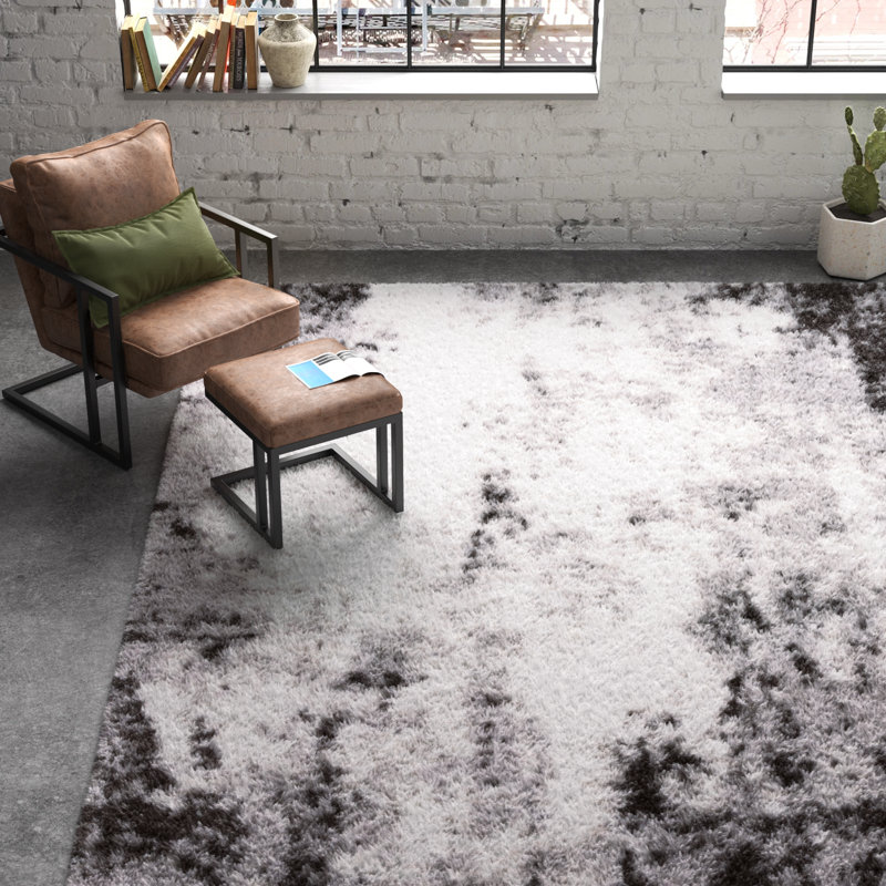 Tapis gris / gris foncé / blanc à tissage plat Rosa, Rectangle 8 pi x 10 pi