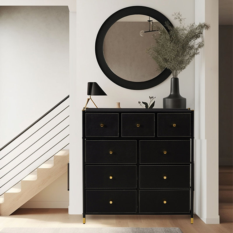 Commode 9 tiroirs 23101, Noir